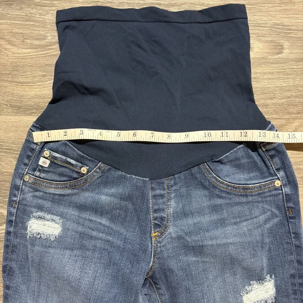 AG Adriano Goldschmied Maternity Skinny Jeans 29 Dark Wash Distressed Full Panel - Picture 7 of 10